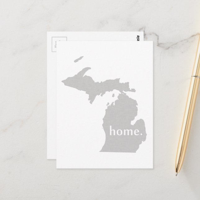 Carte Postale Michigan Home State Grey Michigander Yooper (Devant/Arrière en situation)