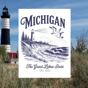Carte Postale Michigan l'État des Grands Lacs Ét. 1837