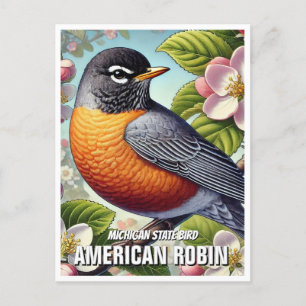 Carte Postale Michigan State Bird American Robin
