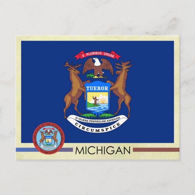 Carte Postale Michigan State Flag and Seal (Devant)