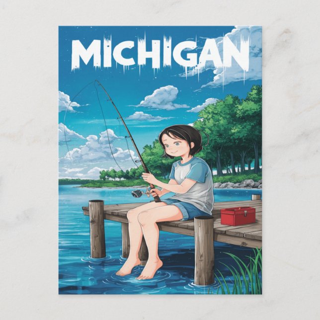 Carte Postale Michigan Summer Fishing Adventure (Devant)