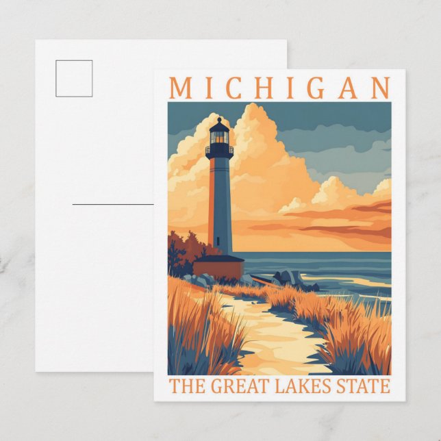 Carte Postale Michigan the Great Lakes State USA Travel Place (Devant / Derrière)