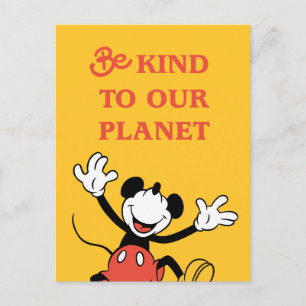 Carte Postale Mickey classique   Soyez gentil avec notre planète