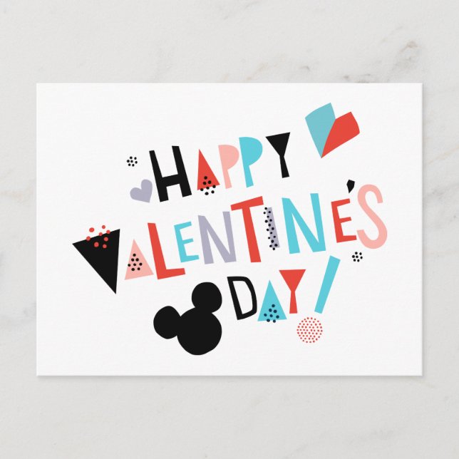 Carte Postale Mickey coupe papier | HEUREUSE SAINTE-VALENTIN (Devant)