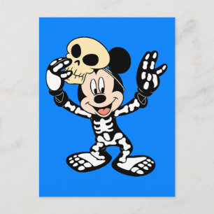 Carte Postale Mickey en costume de squelette d'Halloween