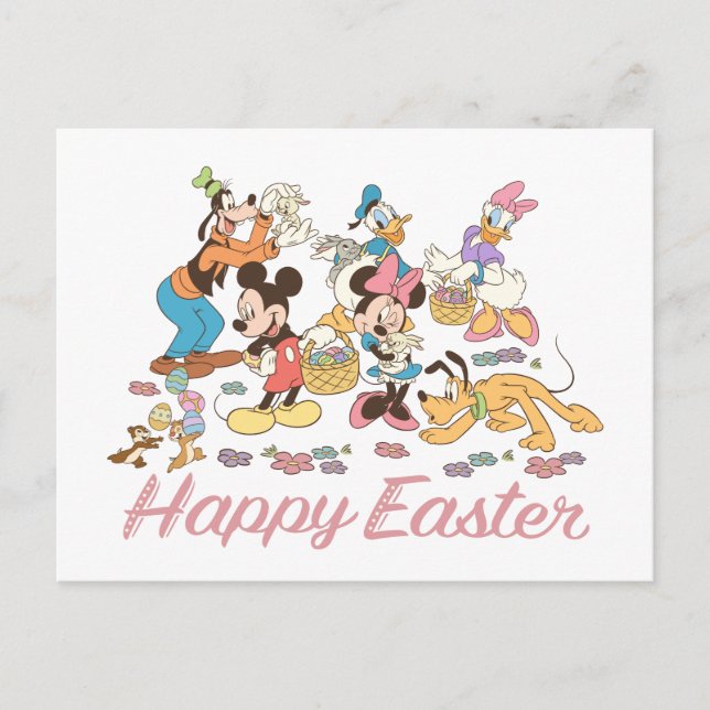 Carte Postale Mickey et amis Pâques Graphique (Devant)