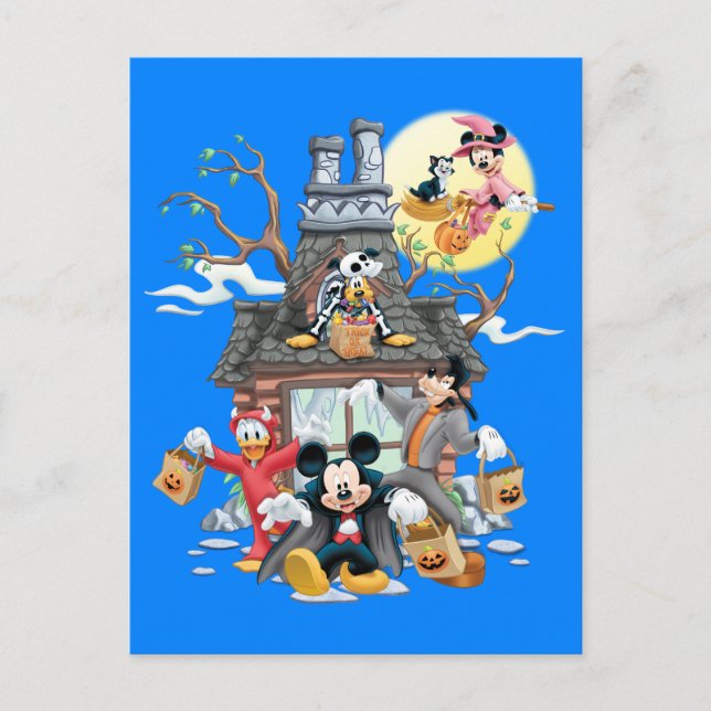 Carte Postale Mickey et les amis Haunted House (Devant)