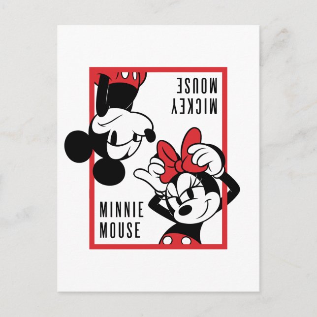Carte Postale Mickey et Minnie | Conception combinée mignonne (Devant)