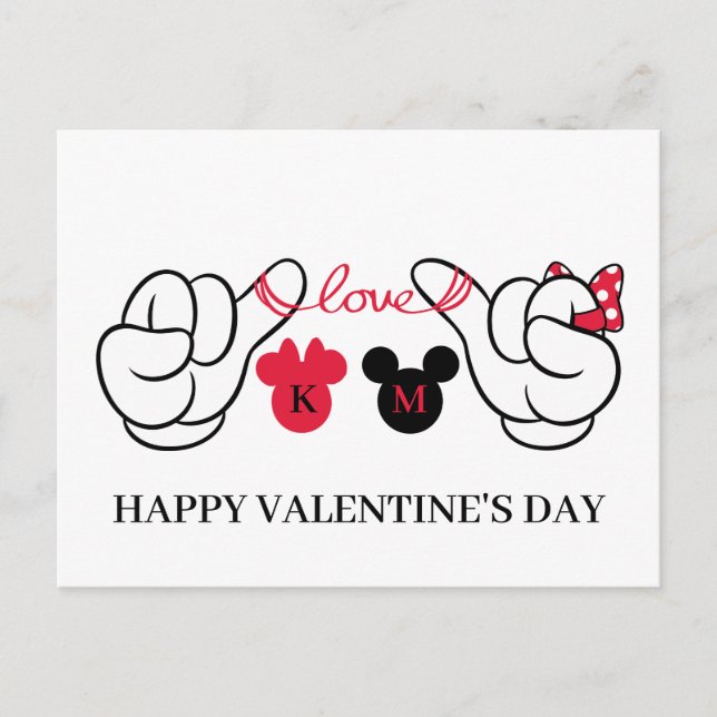 Carte Postale Mickey et Minnie | Hands Love (Devant)