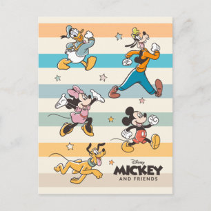 Carte Postale Mickey & Friends Graphisme Rétro Stars and Stripes