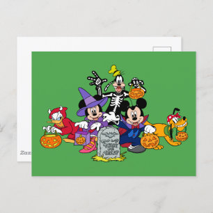 Carte Postale Mickey Halloween amusant avec les amis