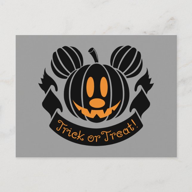 Carte Postale Mickey Jack-o'-Lantern | Tricoter ou traiter (Devant)