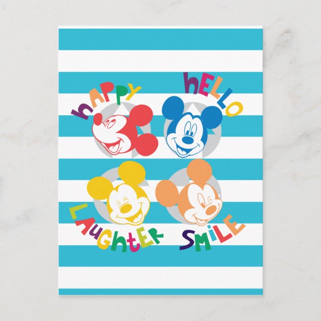 Carte Postale Mickey - Joyeux Bonjour rire sourire (Devant)