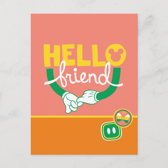 Carte Postale Mickey & Minnie Hands - Hello Friend (Devant)