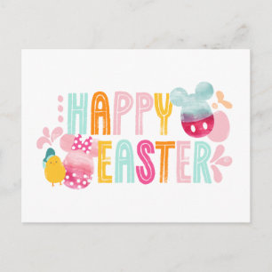 Carte Postale Mickey & Minnie   Happy Easter Watercolor Graphic