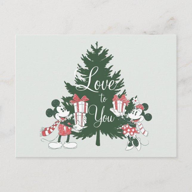 Carte Postale Mickey & Minnie | L'amour de Noël pour vous (Devant)