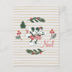Carte Postale Mickey & Minnie   Noel de patinage de Noël