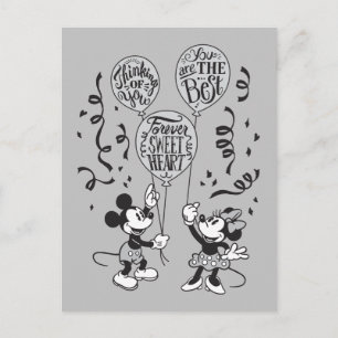 Carte Postale Mickey & Minnie Retro - Pensez à vous