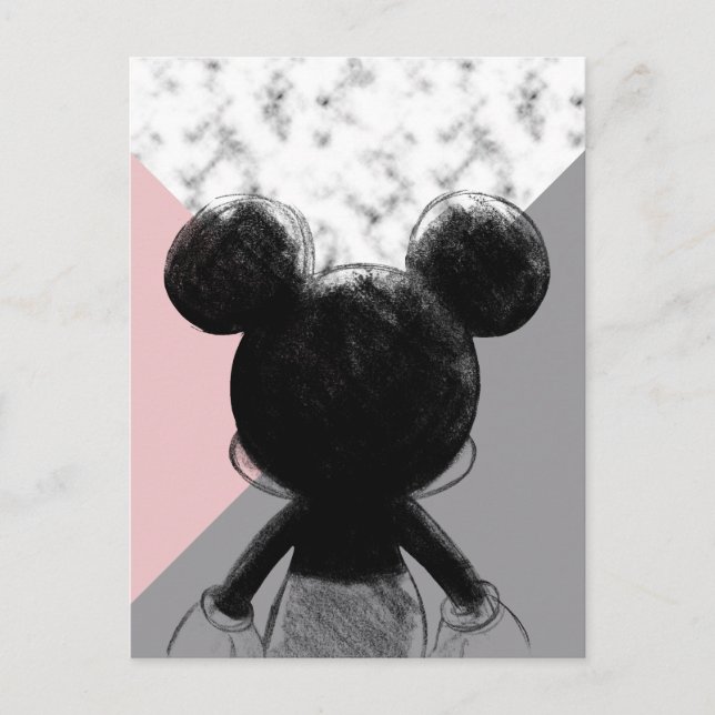Carte Postale Mickey Mouse | Bloc de couleur - Marbre gris rose (Devant)