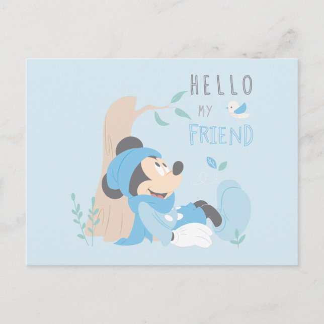 Carte Postale Mickey Mouse - Bonjour Mon Ami (Devant)