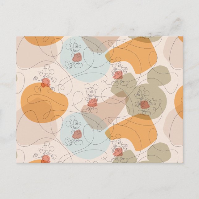Carte Postale Mickey Mouse Continuous Line Pattern (Devant)