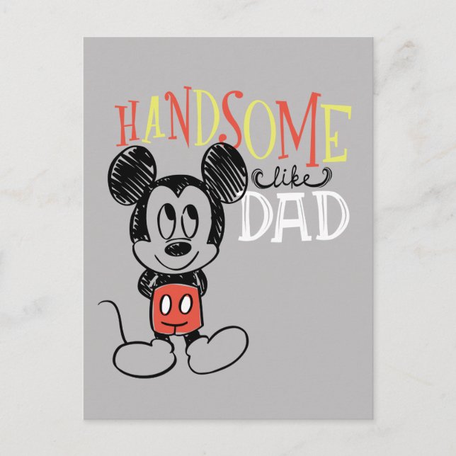 Carte Postale Mickey Mouse | Handsom Like Papa (Devant)