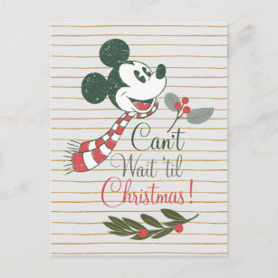 Carte Postale Mickey Mouse   Je ne peux pas attendre avant Noël!