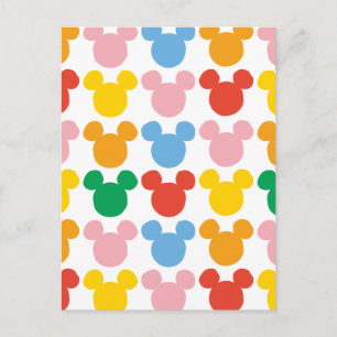 Carte Postale Mickey Mouse   Logo Répétitif Coloré