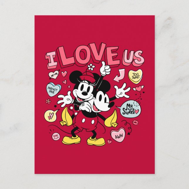 Carte Postale Mickey Mouse & Minnie Mouse | Je nous aime (Devant)