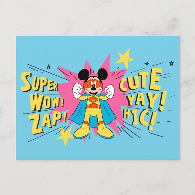 Carte Postale Mickey Mouse | Super Hero Cute (Devant)