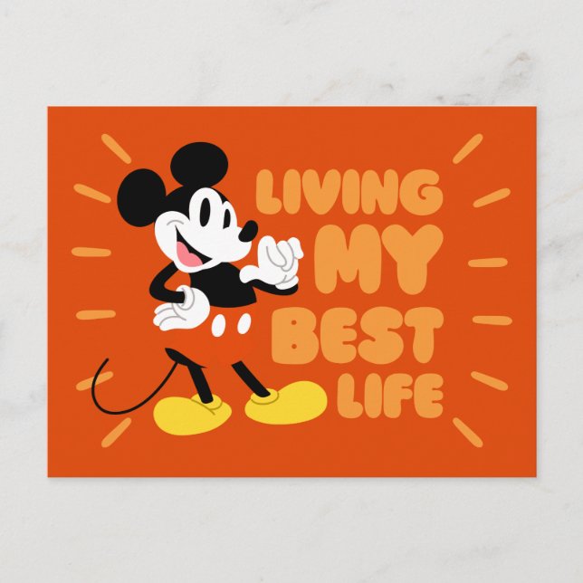 Carte Postale Mickey Mouse | Vivre ma meilleure vie (Devant)