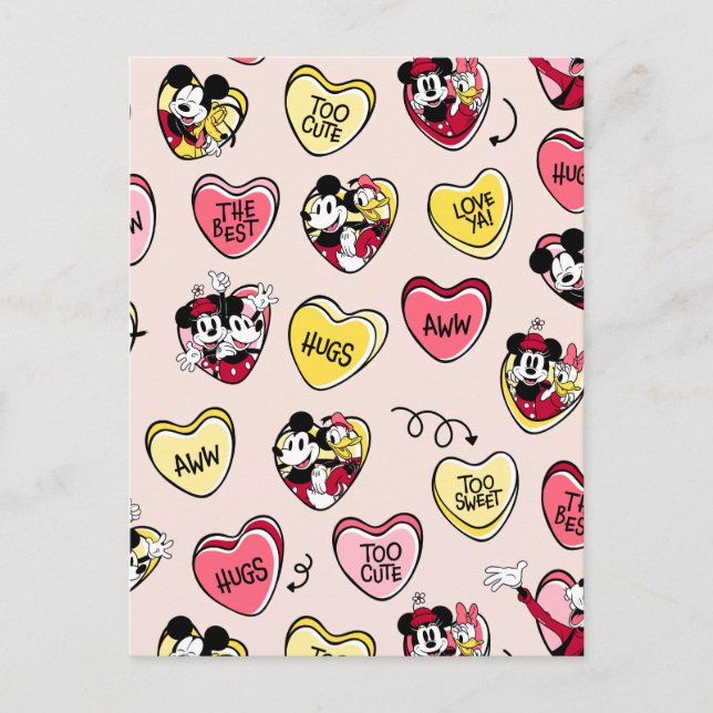 Carte Postale Mickey Souris & Amis | Valentine Heart Candy (Devant)