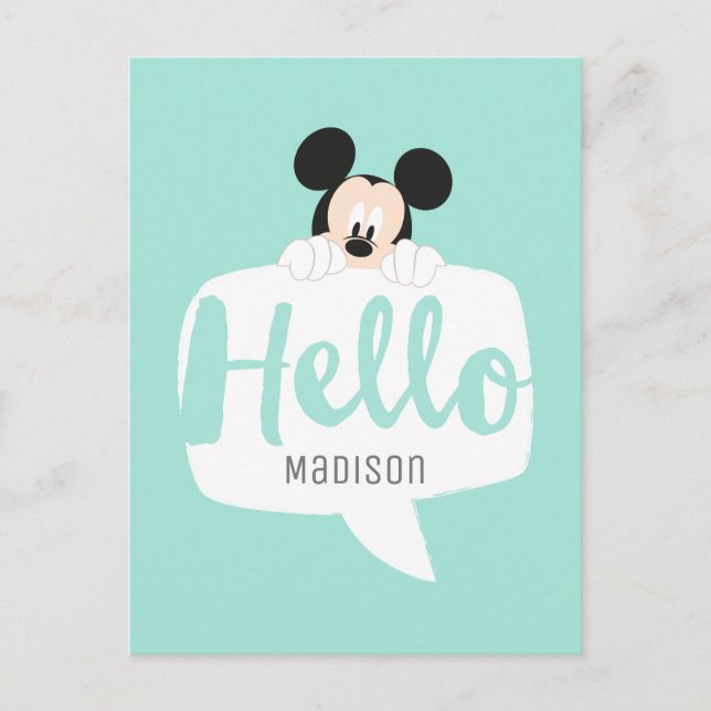 Carte Postale Mickey Souris Bonjour bulle vocale (Devant)