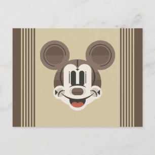 Carte Postale Mickey tendance   Tête rétro à rayures stylisées