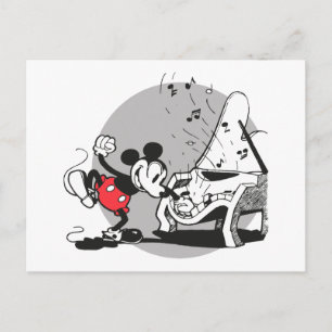 Carte Postale Mickey vintage WIth Piano