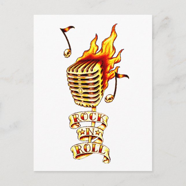 Carte Postale Microphone Rock et Roll (Devant)