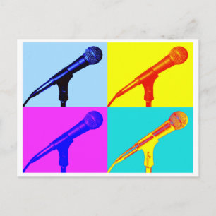 Carte Postale Microphone x 4