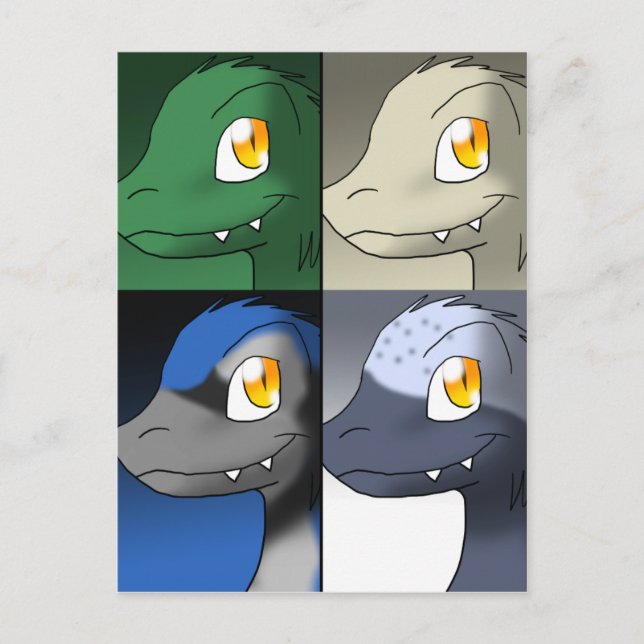 Carte Postale Microrapteurs de dessin animé Dinosaures Signets 1 (Devant)