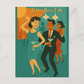 Carte Postale Mid Century Martini Dance Party