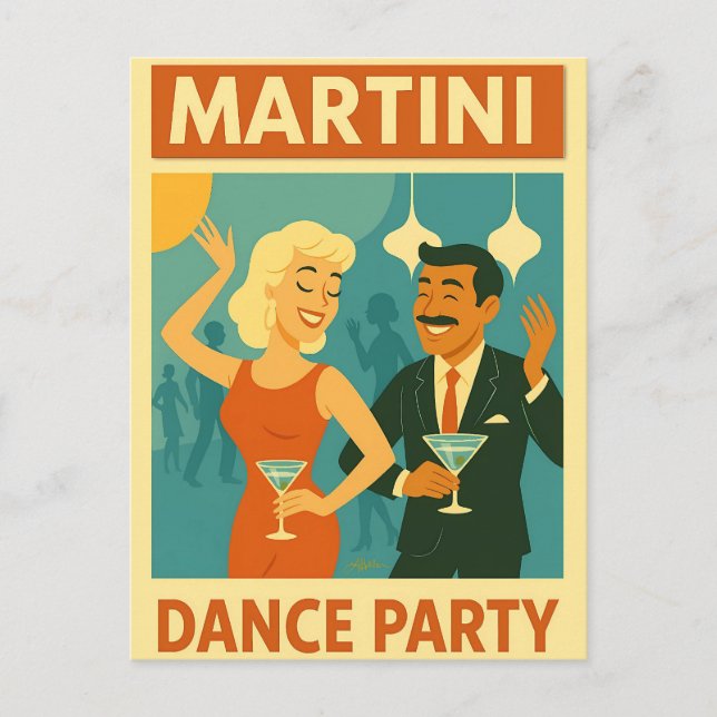 Carte Postale Mid Century Martini Dance Party (Devant)