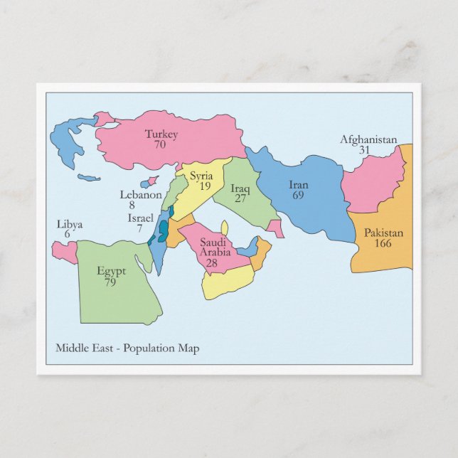 Carte Postale Middle East Population (Devant)