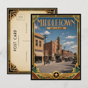 Carte Postale Middletown Delaware Vintage Art Déco Âge d'Or