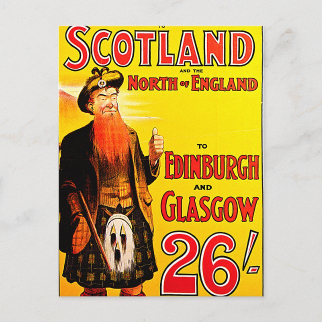 Carte Postale Midland Railway Scotland Bagpipe Kilt Travel Art (Devant)