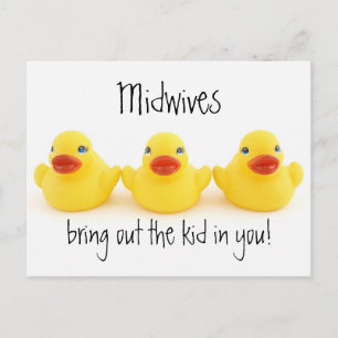 Carte Postale Midwids et canards jaunes en caoutchouc