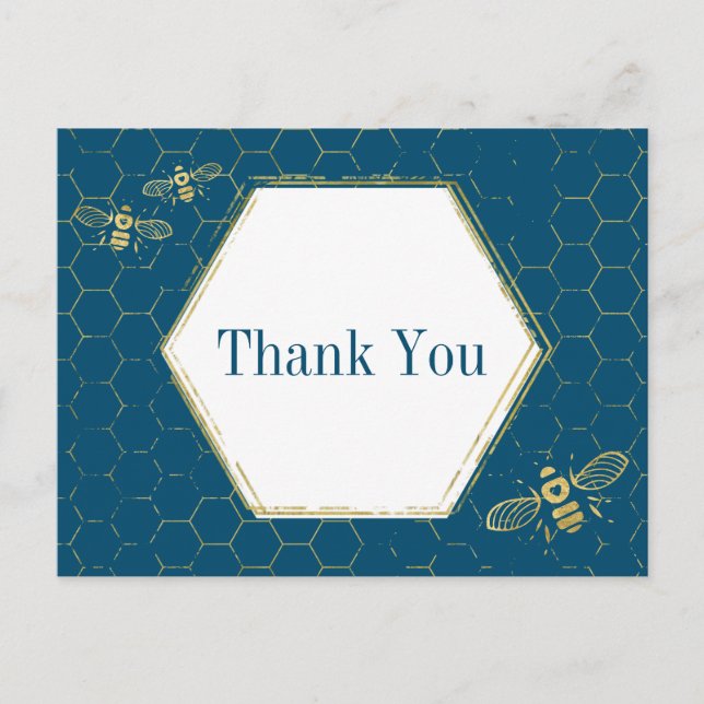 Carte Postale Miel Abee Turquoise or Motif Merci (Devant)