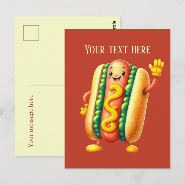 Carte Postale mignon amateur de hotdog ajouter du texte (Devant / Derrière)