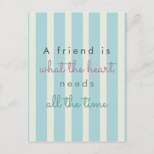 Carte Postale mignon amitié citation inspirationnelle rayures bl