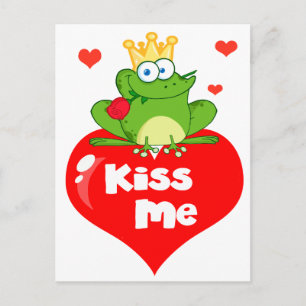 Carte Postale mignon baiser me grenouille prince sur caricature 