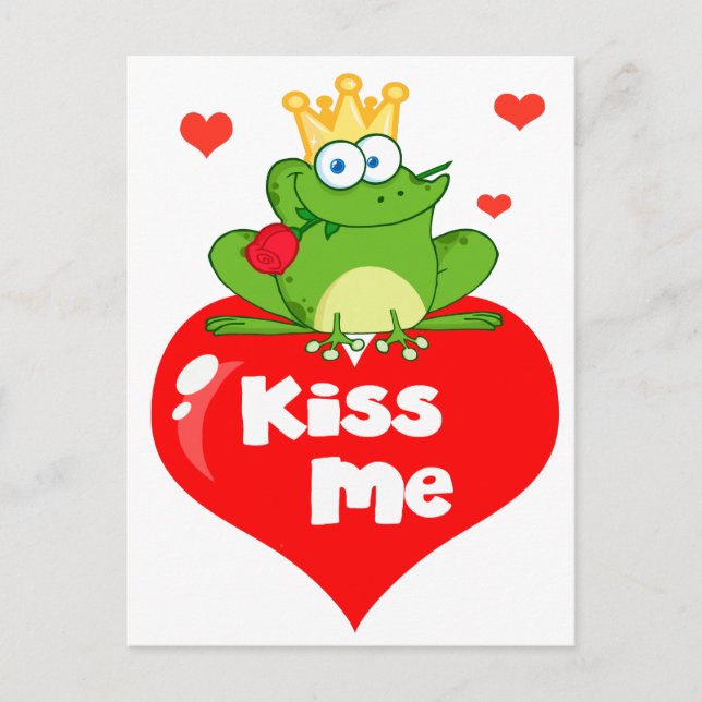 Carte Postale mignon baiser me grenouille prince sur caricature  (Devant)