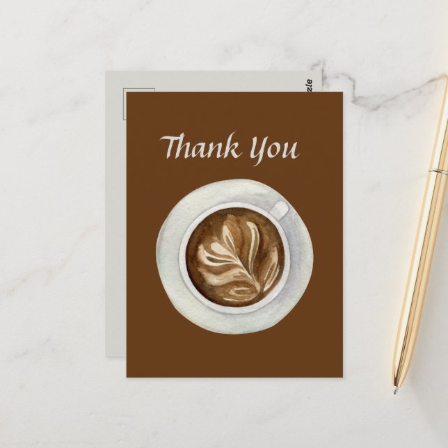 Carte Postale mignon café ou vendeurs merci (Devant/Arrière en situation)